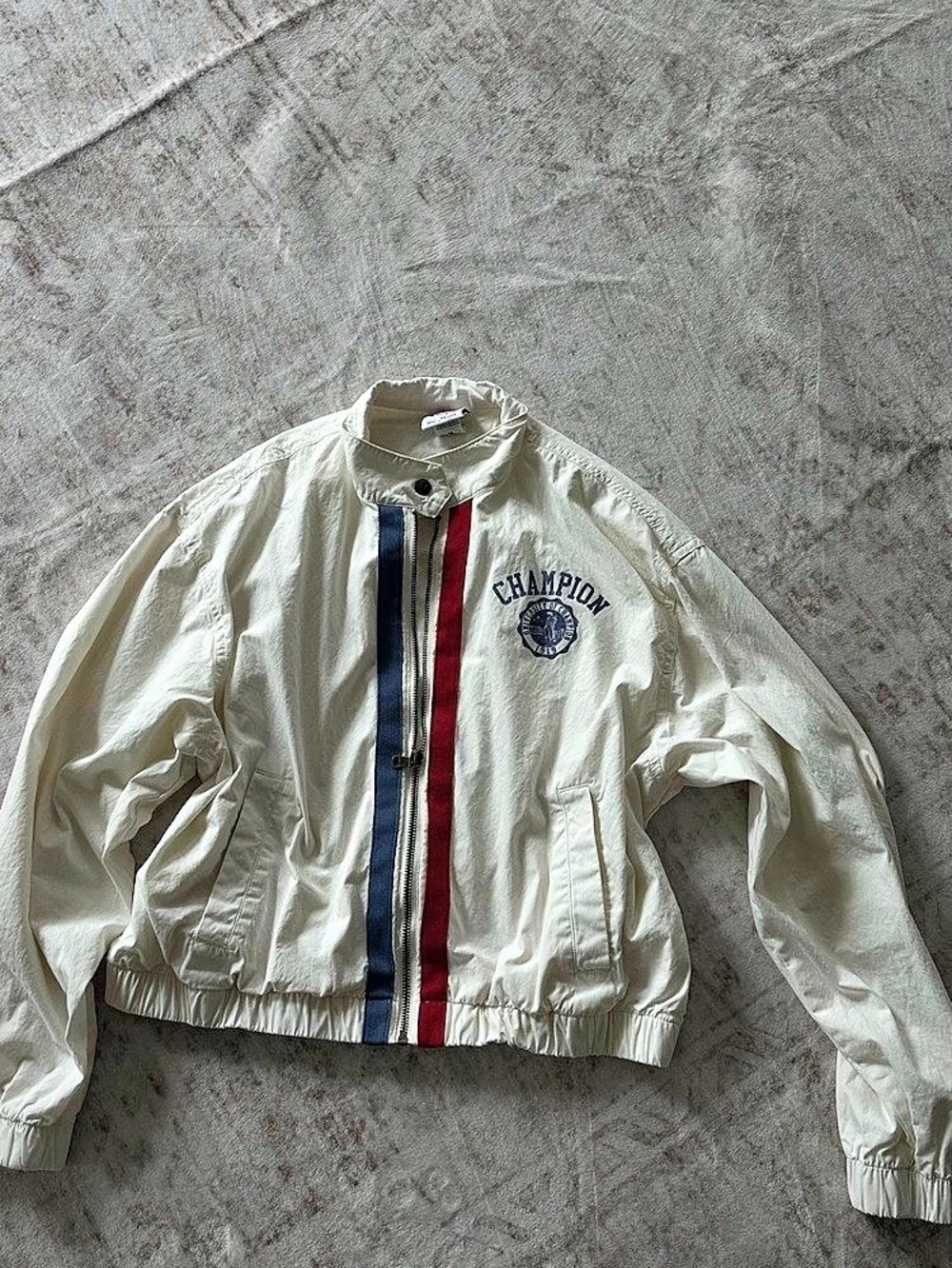 Champion Color Block Jacket in White off& Blue Size Medium
